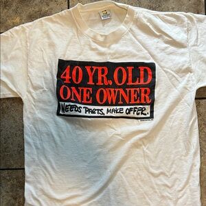 Vintage 90’s Single Stitch  Cream T-Shirt with Red and Black Graphic